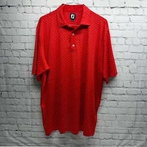 FootJoy Red Polo with White Micro-Dot Pattern
